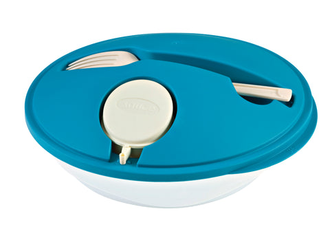 Blue Salad Box with Fork & Sauce - Set of 6