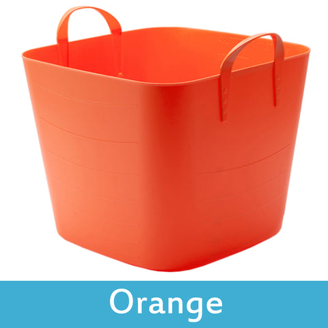 orange plastic storage boxes with lids
